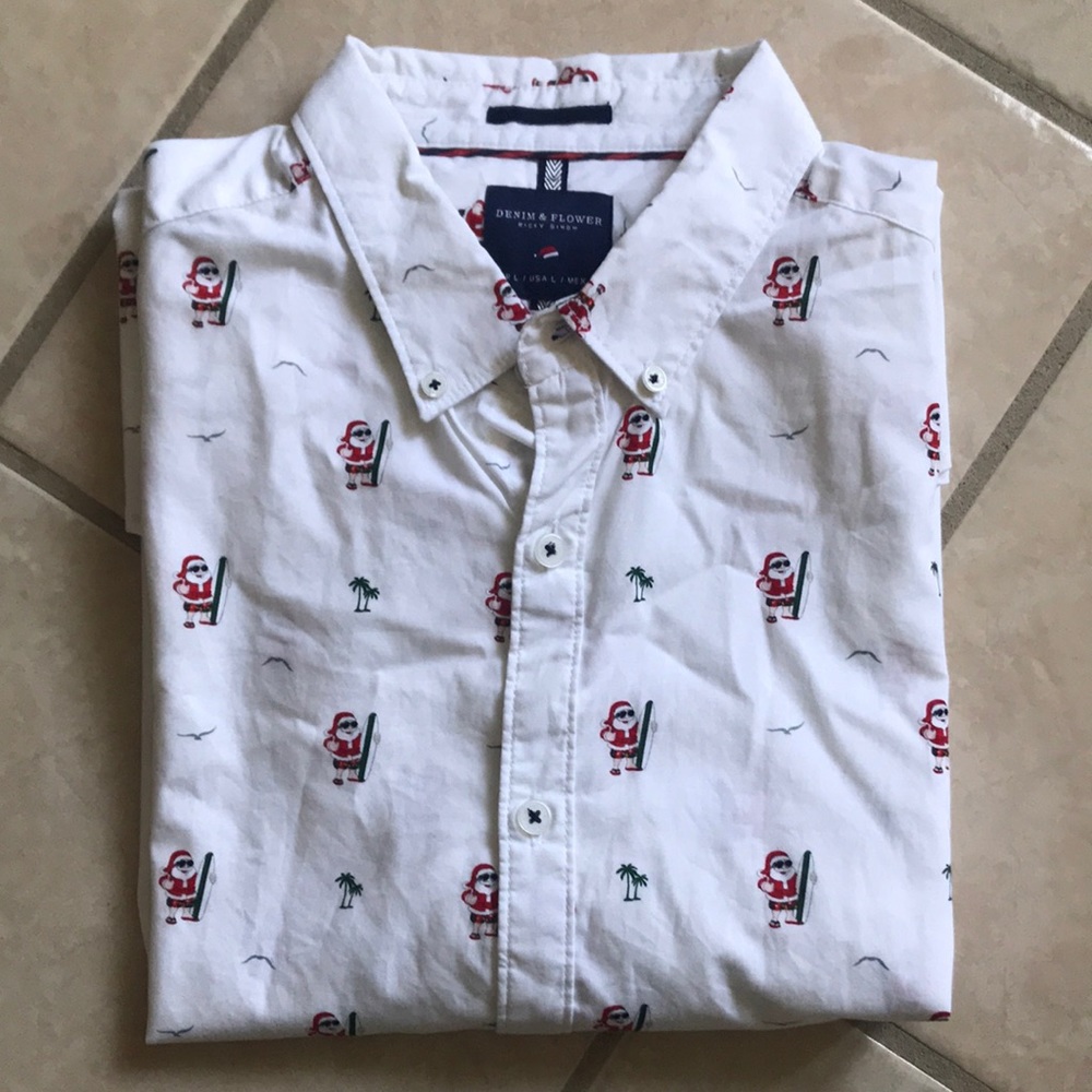 Surfing Santa Collard Shirt